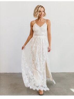 NWT Baltic Born Cozette Lace Bridal Maxi Dress in White/Cream Large